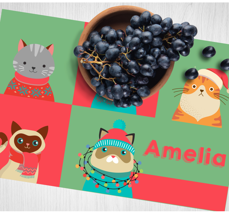 Kinder placemat schattige cartoon katten - TenStickers