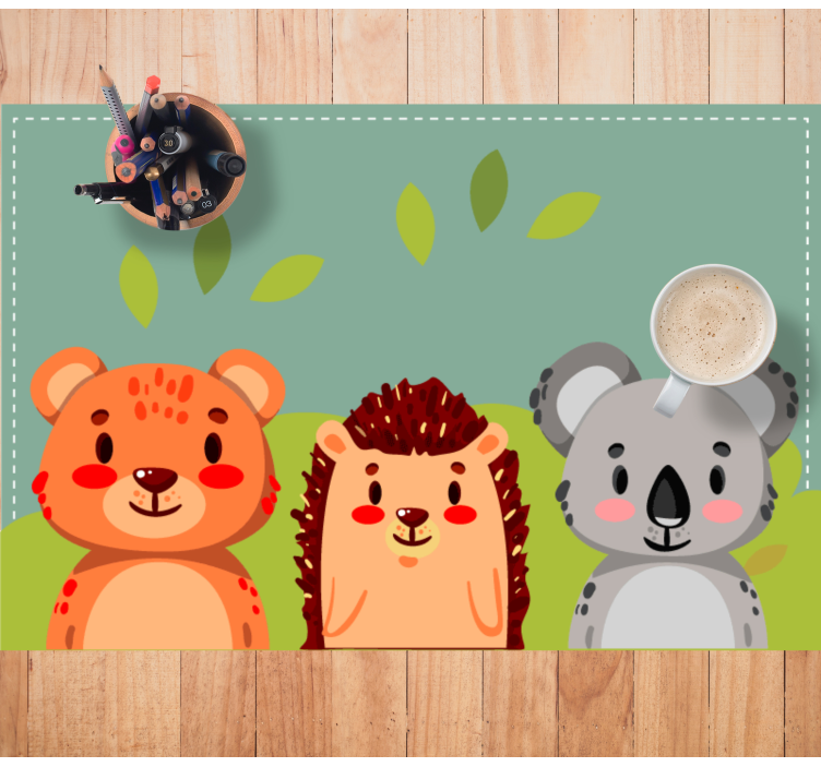 Kinder placemat schattige dierenvrienden - TenStickers