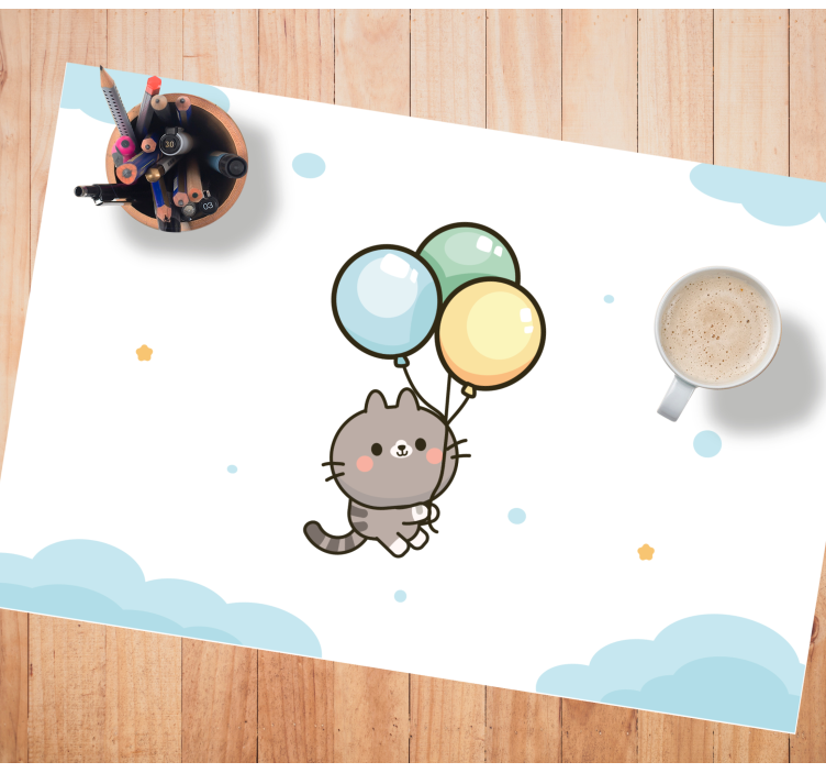 Kinder placemat schattige kat ballonnen - TenStickers
