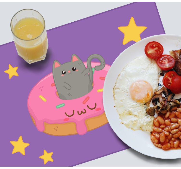 Kinder placemat schattige kat donut - TenStickers