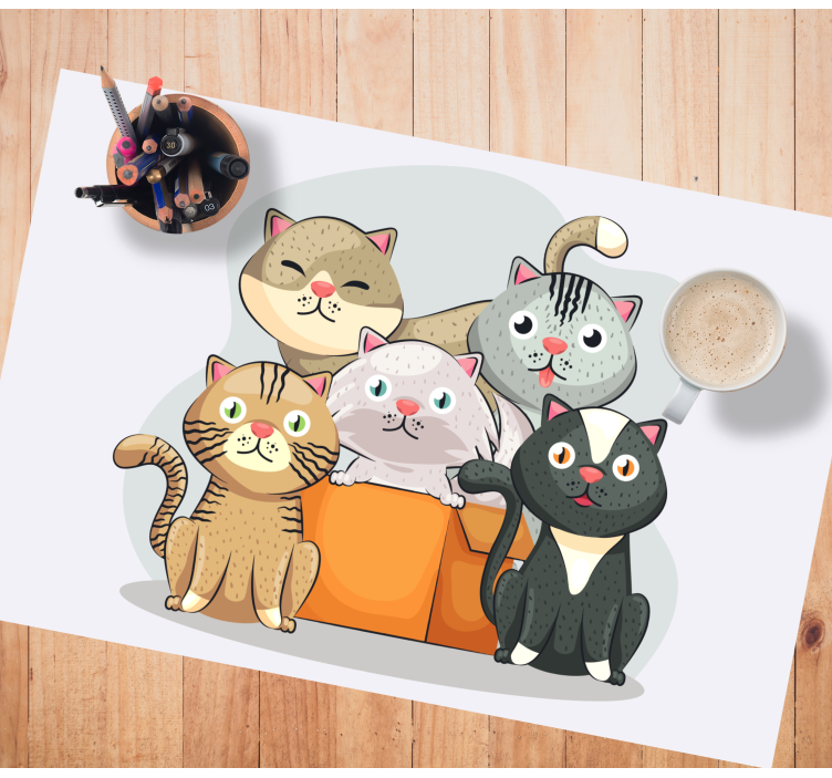 Kinder placemat schattige kattengezichten - TenStickers