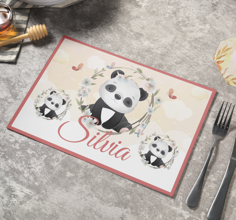 Kinder placemat schattige panda arrangement - TenStickers