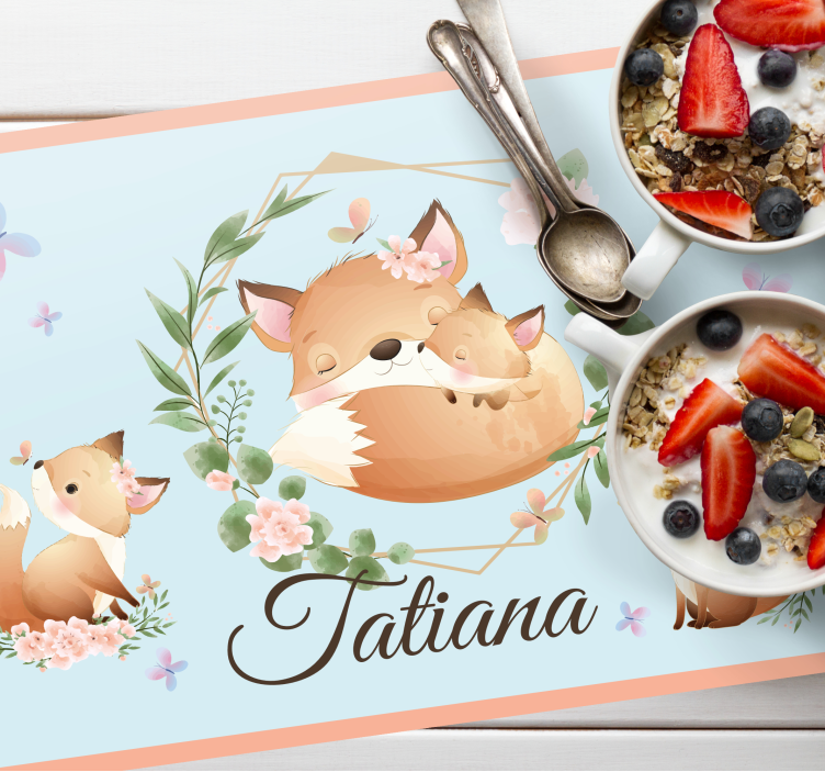 Kinder placemat schattige vos familie - TenStickers