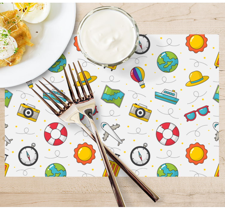 Kinder placemat speelse reis elementen - TenStickers