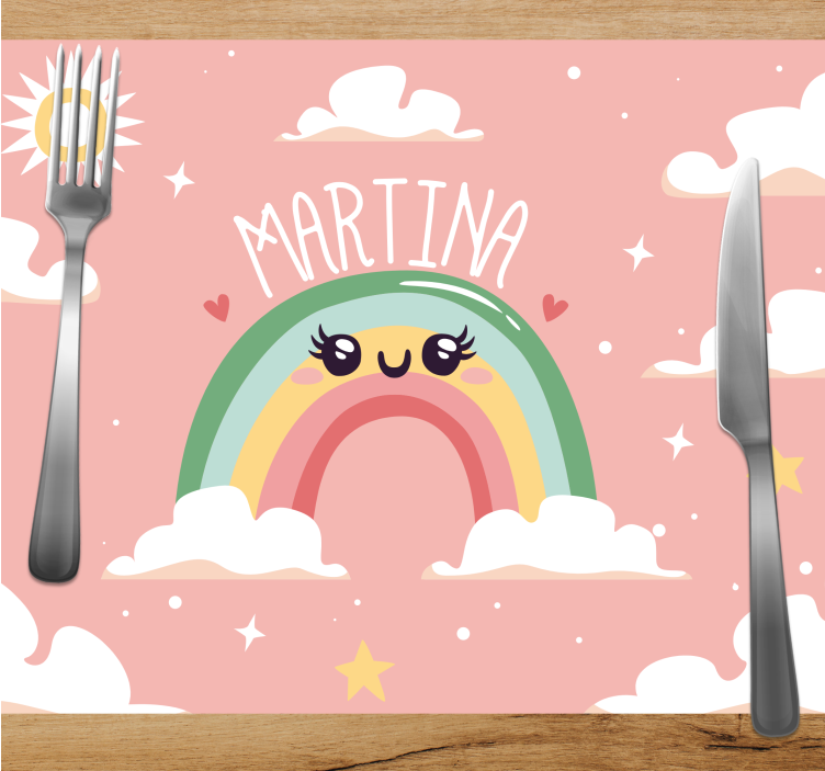 Kinder placemat vrolijke regenboogscène - TenStickers