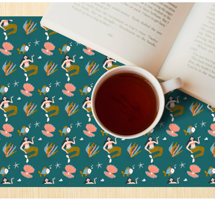 Kinder placemat zeemeermin schelpenpatroon - TenStickers
