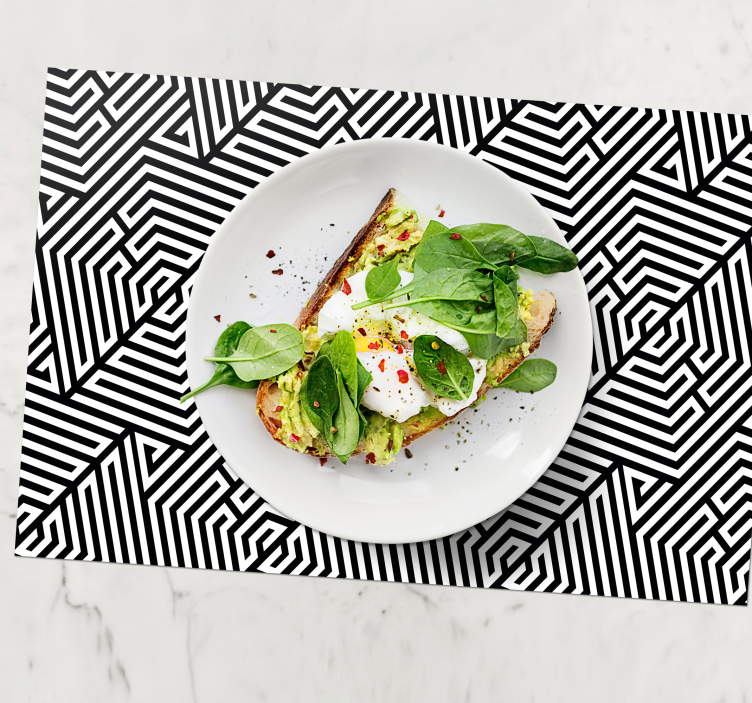 Moderne placemat geometrisch zwart patroon - TenStickers