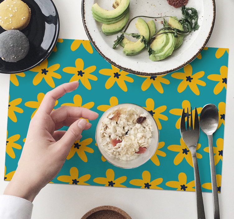 Moderne placemat met levendig bloemenpatroon - TenStickers