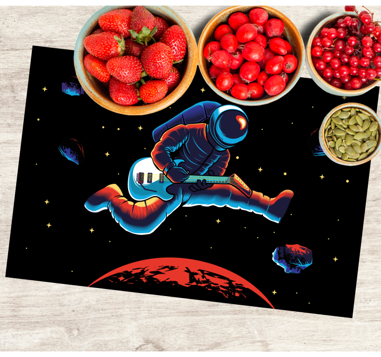 Originele placemat astronaut met gitaar spelen - TenStickers