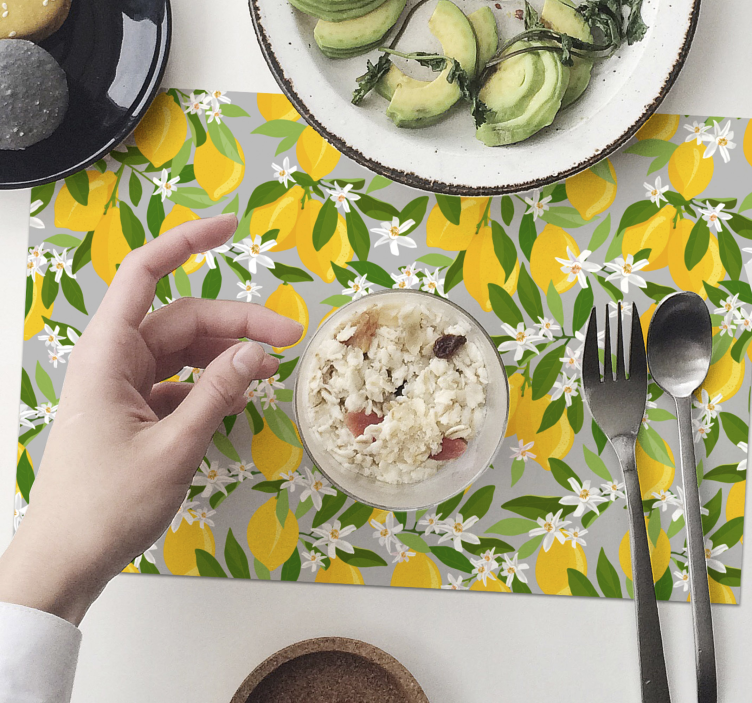 Originele placemat citroen bloemenpatroon - TenStickers