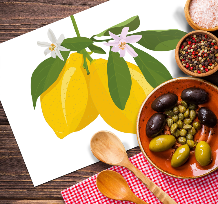 Originele placemat citroen tak illustratie - TenStickers