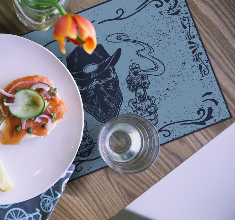 Originele placemat cowboy gezicht met wapens - TenStickers