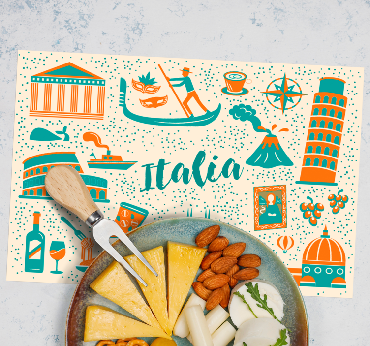 Originele placemat italiaanse culinaire scène - TenStickers