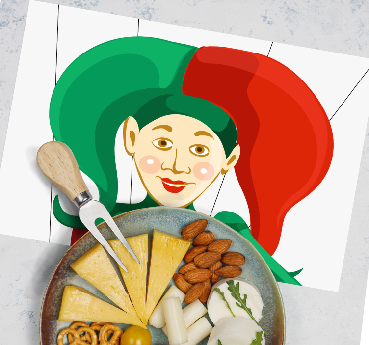 Originele placemat jester karakterillustratie - TenStickers