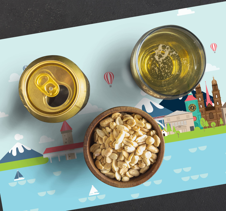 Originele placemat kleurrijk stadsgezicht - TenStickers