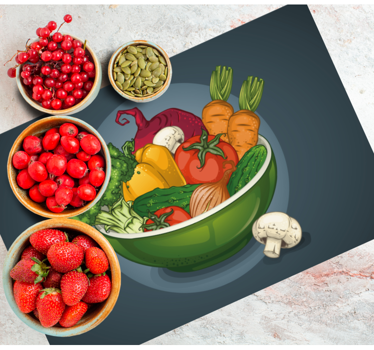 Originele placemat kleurrijke groentekom - TenStickers