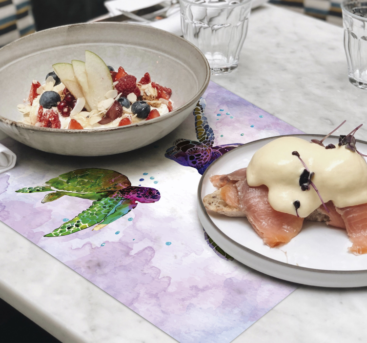 Originele placemat kleurrijke schildpadillustratie - TenStickers