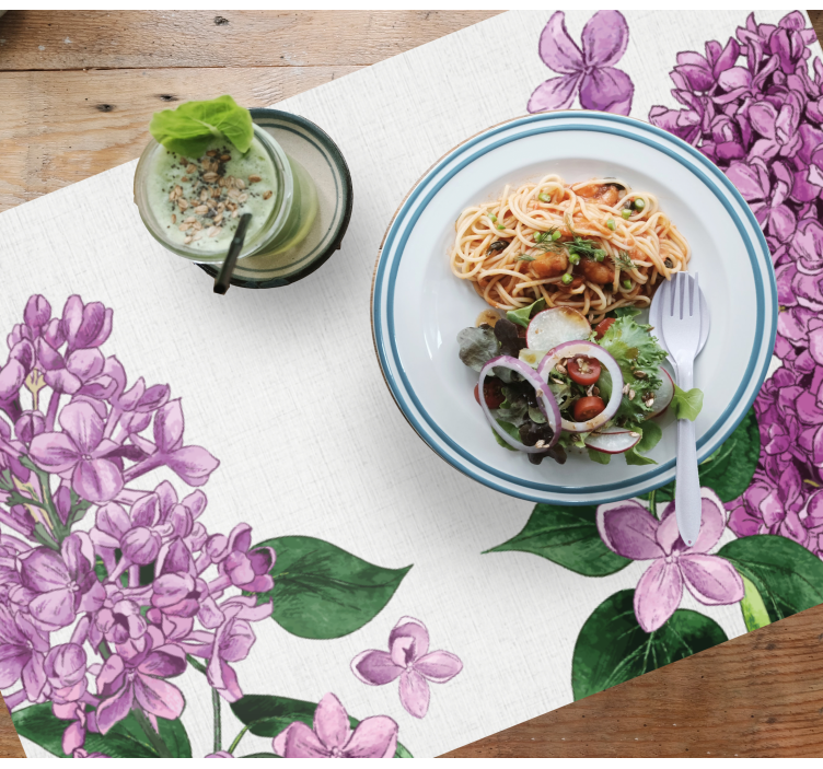 Originele placemat lila bloemenpatroon - TenStickers