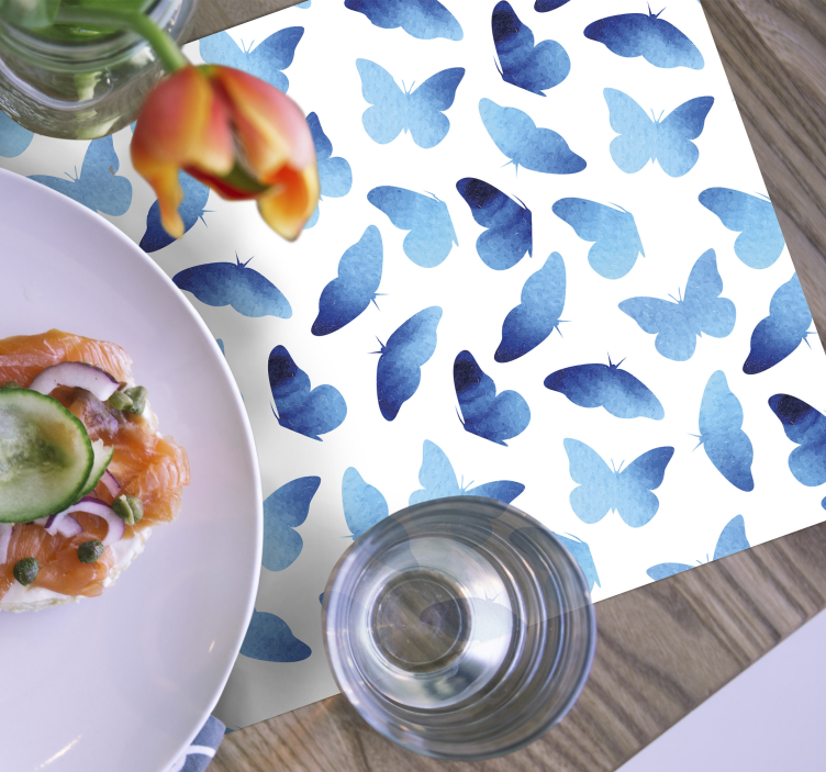 Originele placemat met blauw vlinderpatroon - TenStickers