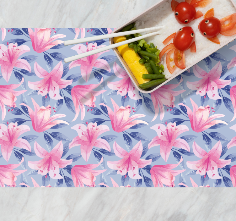 Originele placemat met bloemenpatroon roze lelie - TenStickers