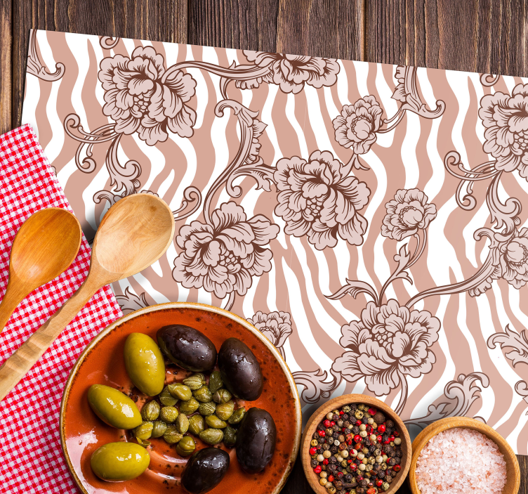 Originele placemat met bloemenzebra patroon - TenStickers