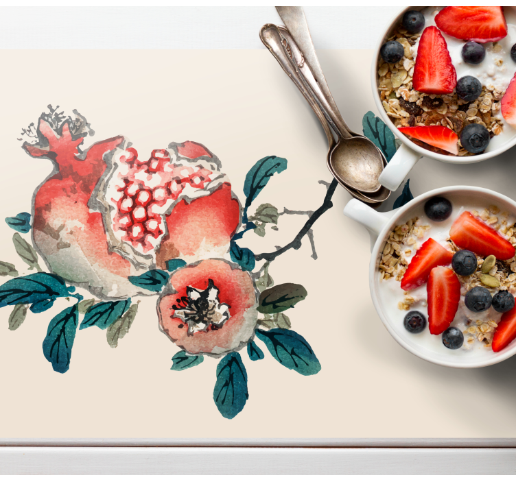 Originele placemat met granaatappelbloemen ontwerp - TenStickers