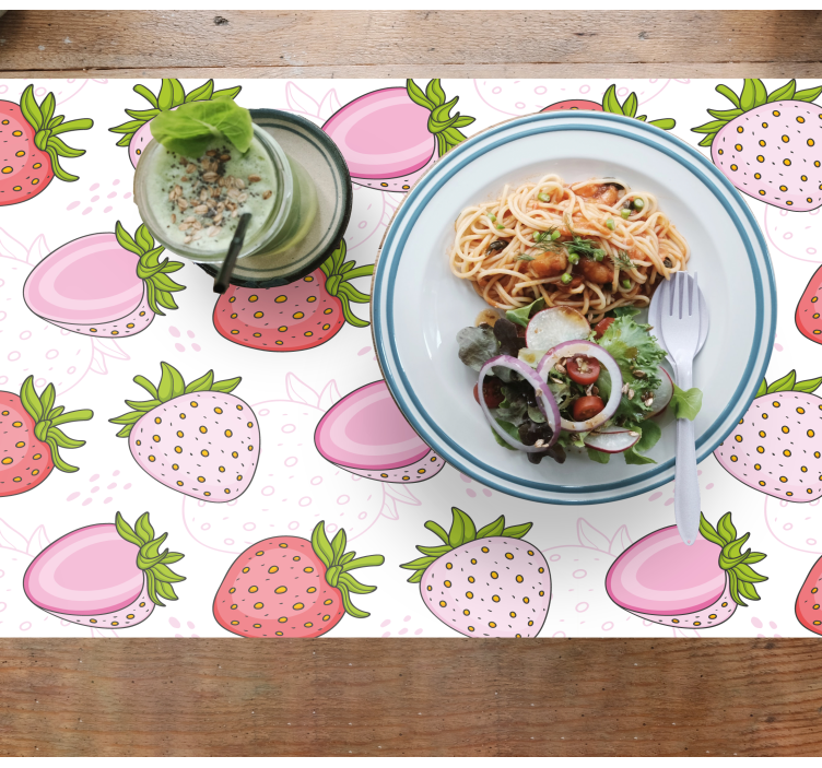 Originele placemat met roze aardbeienpatroon - TenStickers