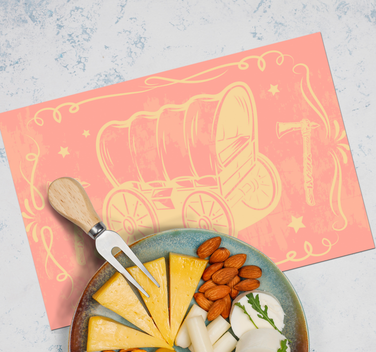 Originele placemat met vintage wagen illustratie - TenStickers