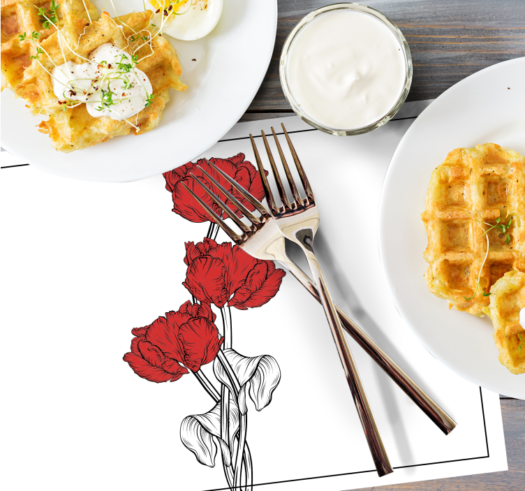 Originele placemat rode bloemarrangement - TenStickers