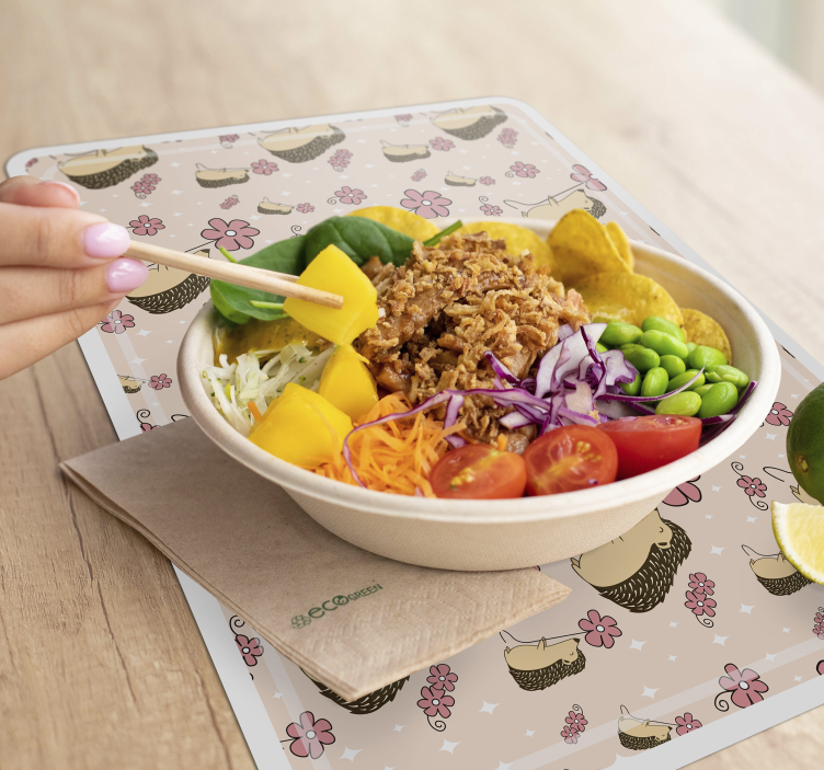 Originele placemat schattig egeltjespatroon - TenStickers