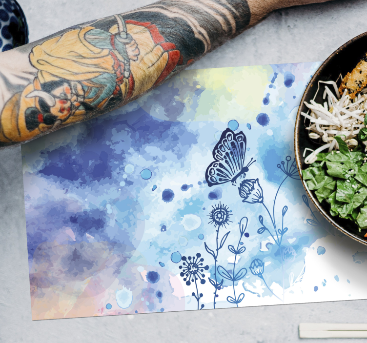 Originele placemat vlinder bloemenpatroon - TenStickers