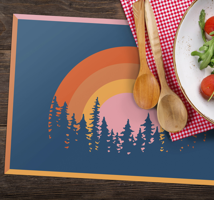 Originele placemat vrolijk regenbooglandschap - TenStickers