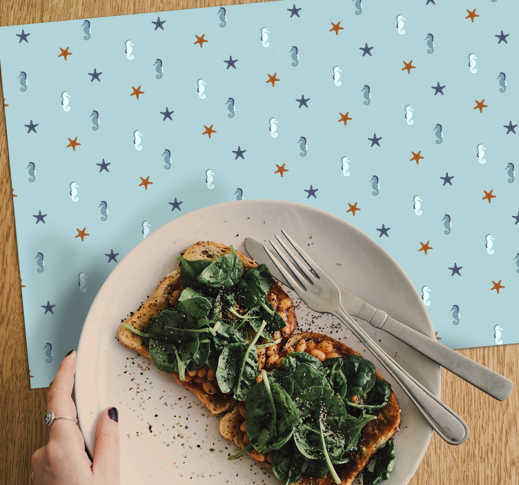 Originele placemat zeepaard en sterrenvis patroon - TenStickers