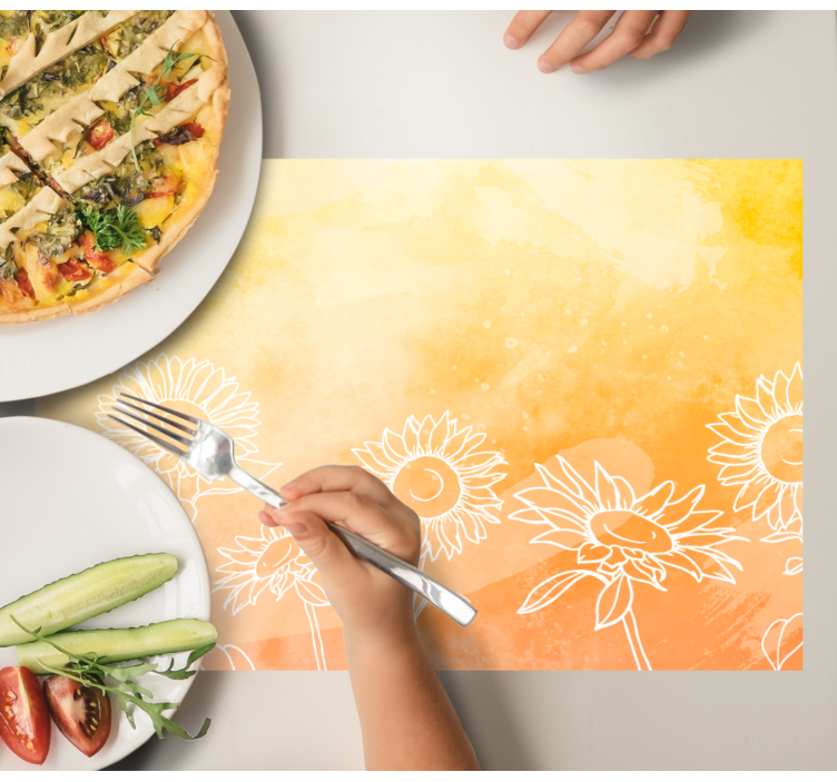 Originele placemat zonnebloem omtrek patroon - TenStickers