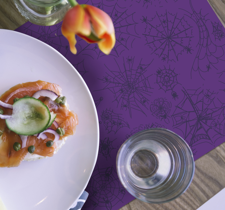 Placemat kleuren Paars met spin en web - TenStickers