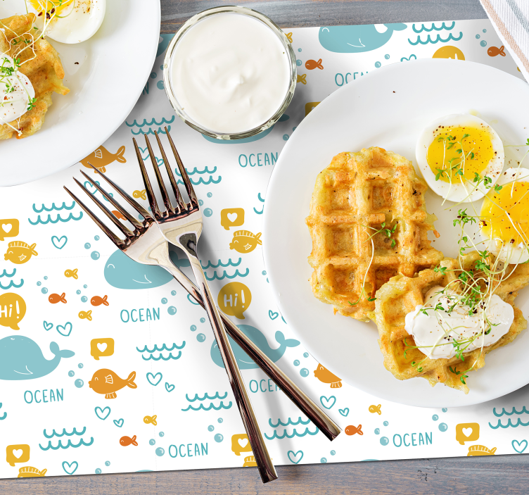 Vissen placemats Kleurrijke en vrolijke oceaan - TenStickers