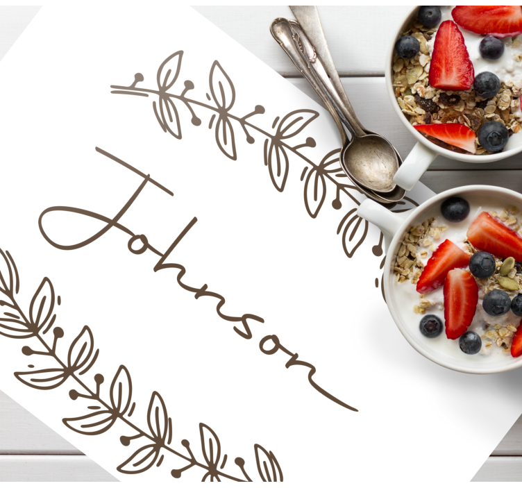 Placemat met naam elegante bladnaam - TenStickers