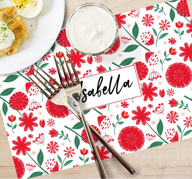 Placemat met naam floral naam kunstwerk - TenStickers