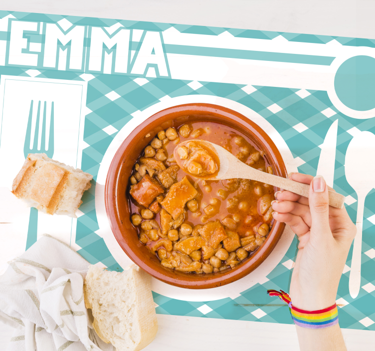 Placemat met naam gepersonaliseerde eetmat - TenStickers