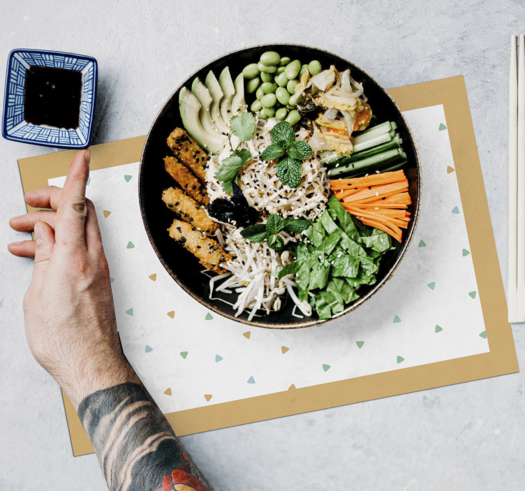 Placemat met naam strak driehoekpatroon - TenStickers