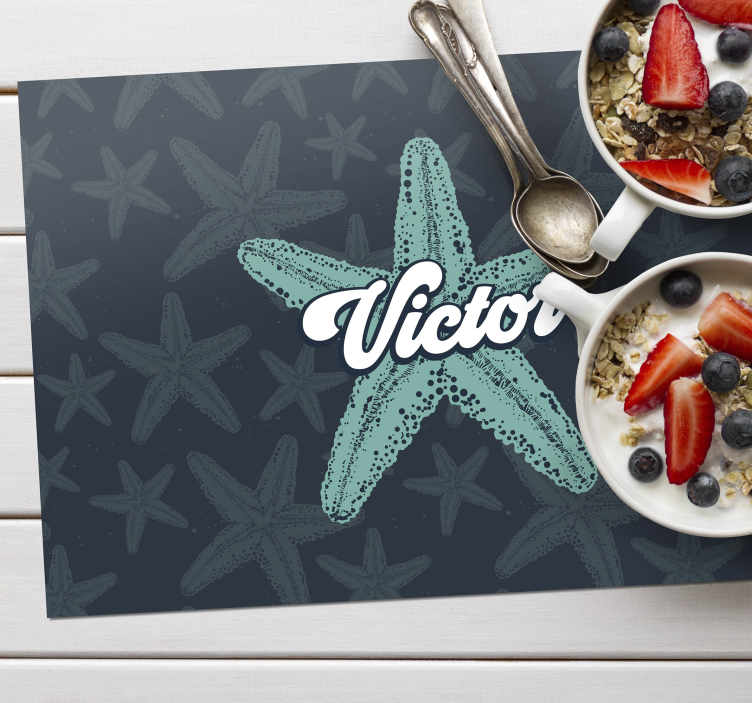 Placemat met naam zeester gepersonaliseerd accent - TenStickers