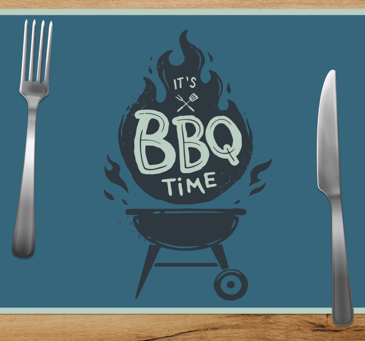 Placemat met tekst bbq tijd vlammen - TenStickers
