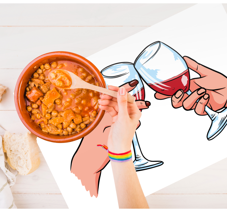 Placemat met tekst cheers proostglazen - TenStickers