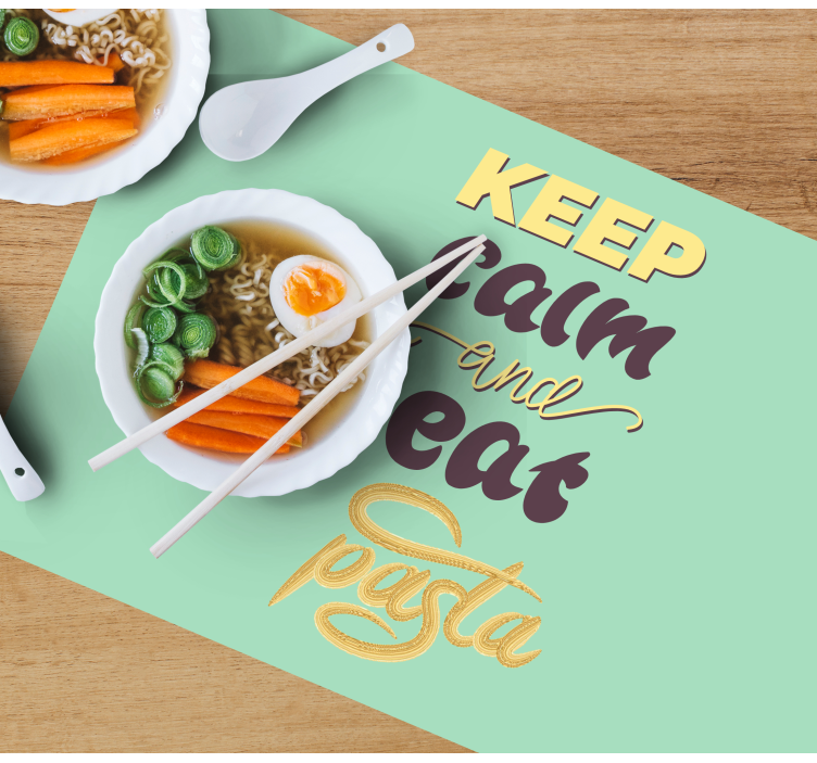 Placemat met tekst houd kalm eet pasta - TenStickers