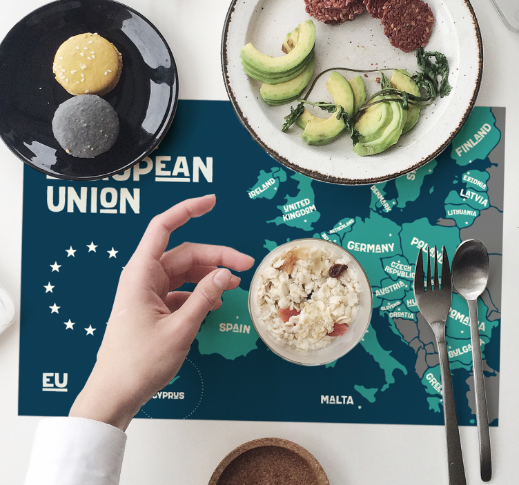 Placemat met tekst kaart van de europese unie - TenStickers