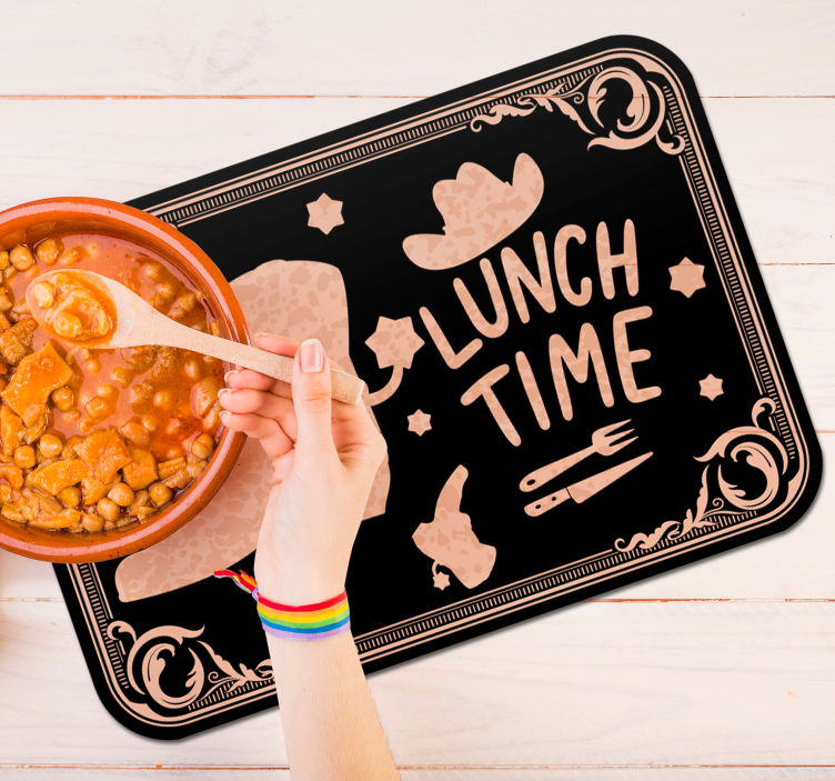 Placemat met tekst lunch tijd westerse stijl - TenStickers