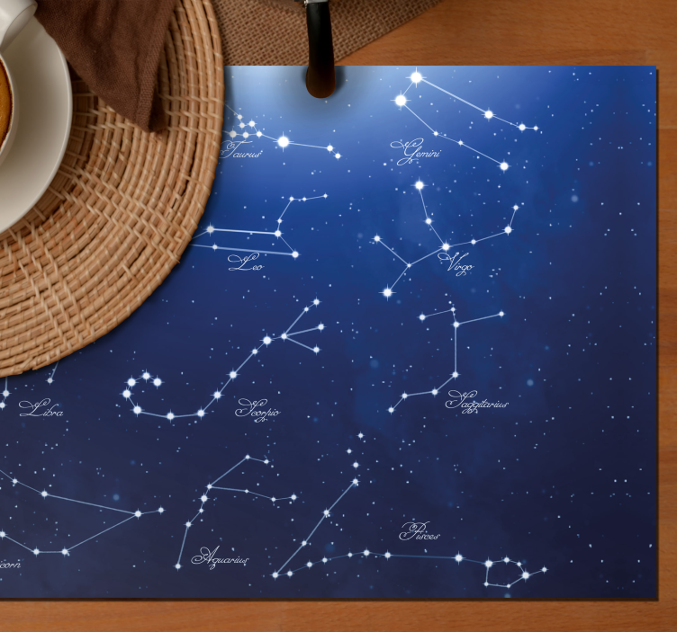 Placemat met tekst sterrenkaart van constellaties - TenStickers