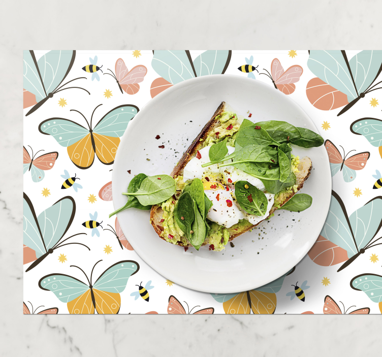 Placemat met tekst vlinderpatroon vreugde - TenStickers