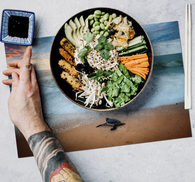 Placemat voor huis schildpad op strand - TenStickers