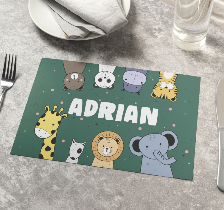 Placemat met naam Dierentekenfilms met naam - TenStickers
